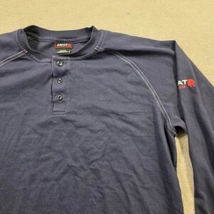 Ariat Henley Mens XL Navy Blue FR Workwear Streetwear Outdoor Flame Resistant